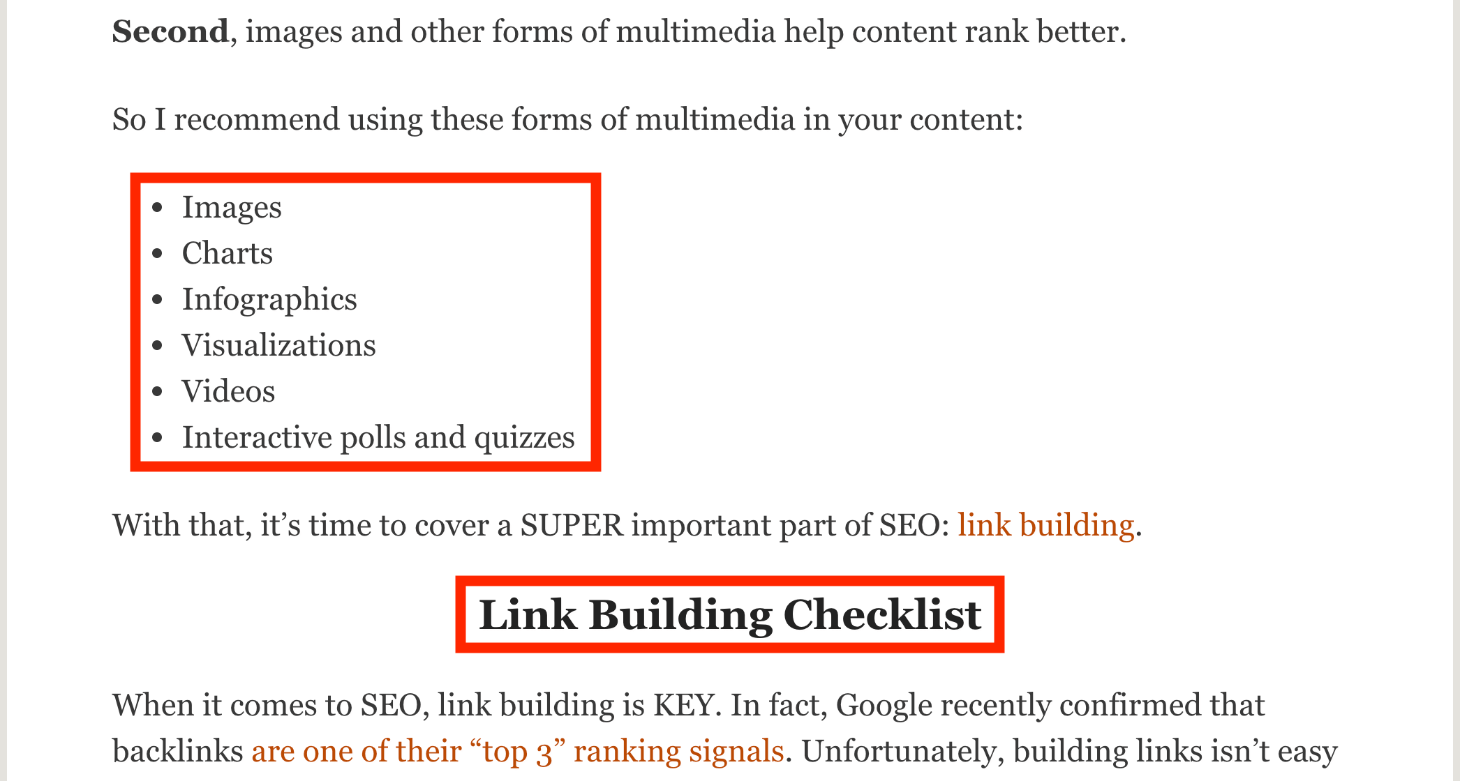 Bullets and subheadings