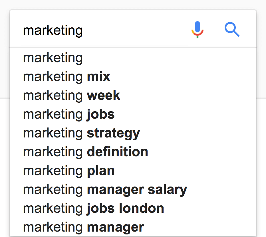 Google Suggest example