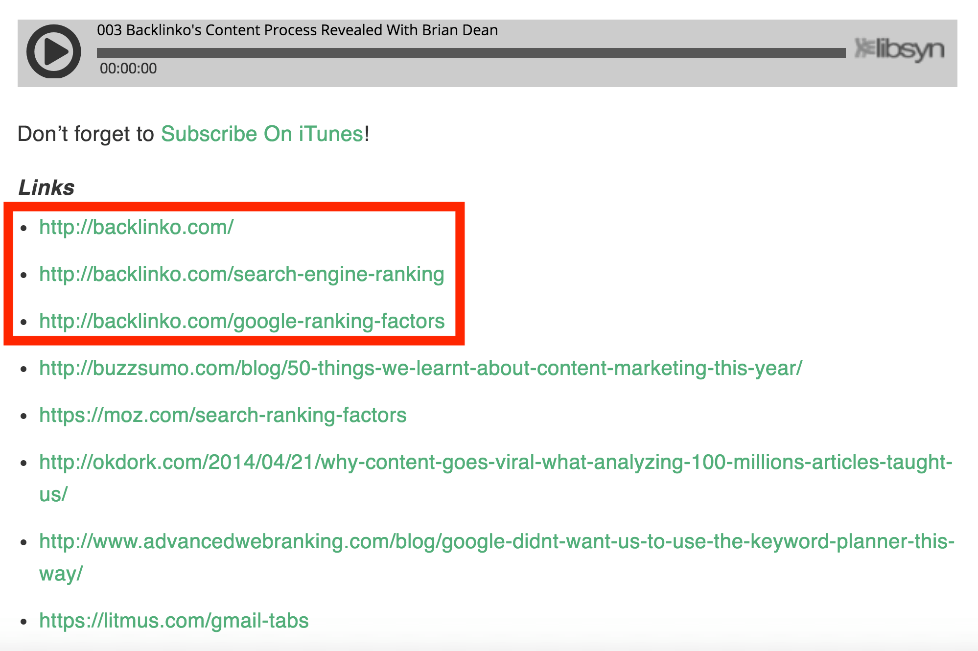 Podcast backlink